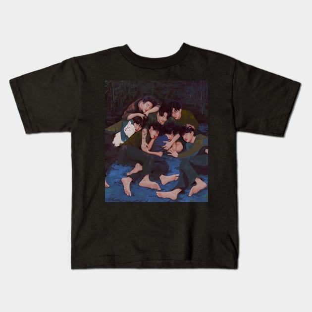 Sleeping Bangtan pt.2 Kids T-Shirt by Elsa-draws